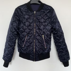 Reversible Velour Navy blue bomber jacket